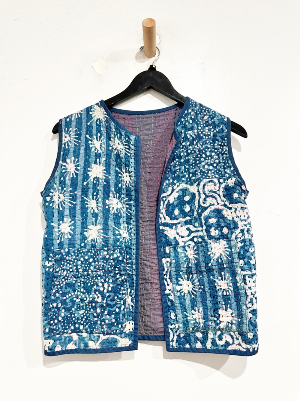 Kantha Bae Handmade Blue Patchwork Vest